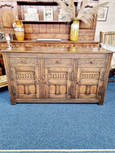 Load image into Gallery viewer, Antique 18th century style carved oak sideboard dresser base