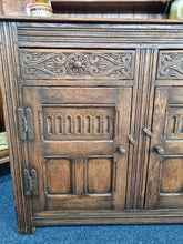 Load image into Gallery viewer, Antique 18th century style carved oak sideboard dresser base