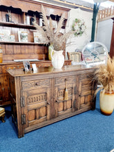 Load image into Gallery viewer, Antique 18th century style carved oak sideboard dresser base