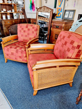 Load image into Gallery viewer, A Pair Of Beech Framed Bergere Armchairs