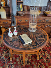 Load image into Gallery viewer, Antique Chinese Carved Hardwood Tilt Top Tea Table With Glass