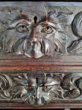 Load image into Gallery viewer, Victorian Large Heavily Carved Oak Green Man Twin Pedestal Desk