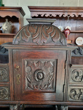 Load image into Gallery viewer, Victorian Large Heavily Carved Oak Green Man Twin Pedestal Desk