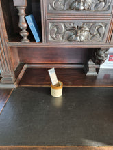 Load image into Gallery viewer, Victorian Large Heavily Carved Oak Green Man Twin Pedestal Desk