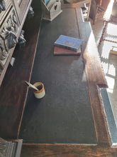 Load image into Gallery viewer, Victorian Large Heavily Carved Oak Green Man Twin Pedestal Desk