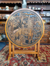 Load image into Gallery viewer, Antique Chinese Carved Hardwood Tilt Top Tea Table With Glass