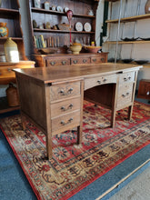Load image into Gallery viewer, Vintage Oak Twin Pedestal Desk