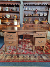 Load image into Gallery viewer, Vintage Oak Twin Pedestal Desk