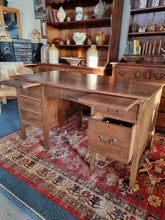 Load image into Gallery viewer, Vintage Oak Twin Pedestal Desk
