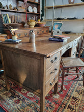 Load image into Gallery viewer, Vintage Oak Twin Pedestal Desk