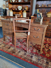 Load image into Gallery viewer, Vintage Oak Twin Pedestal Desk