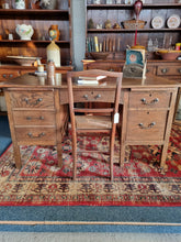 Load image into Gallery viewer, Vintage Oak Twin Pedestal Desk