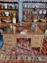 Load image into Gallery viewer, Vintage Oak Twin Pedestal Desk