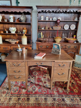 Load image into Gallery viewer, Vintage Oak Twin Pedestal Desk