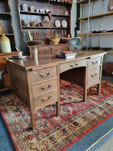 Load image into Gallery viewer, Vintage Oak Twin Pedestal Desk