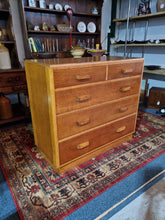 Load image into Gallery viewer, Mid Century Light Oak Air Ministry Chest of Five Drawers