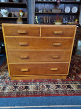 Load image into Gallery viewer, Mid Century Light Oak Air Ministry Chest of Five Drawers