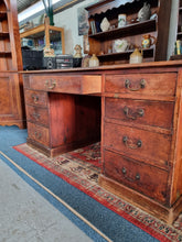 Load image into Gallery viewer, Victorian Pine Kneehole Partners Desk