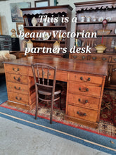 Load image into Gallery viewer, Victorian Pine Kneehole Partners Desk