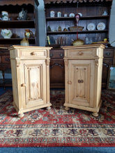Load image into Gallery viewer, Pair of Victorian pine bedside cupboards