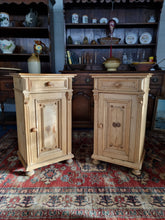 Load image into Gallery viewer, Pair of Victorian pine bedside cupboards