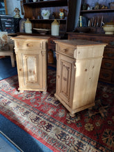 Load image into Gallery viewer, Pair of Victorian pine bedside cupboards
