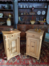 Load image into Gallery viewer, Pair of Victorian pine bedside cupboards