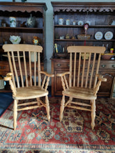 Load image into Gallery viewer, Beech Lathe Back Grandfather Fireside Chair