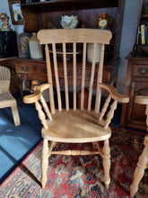 Load image into Gallery viewer, Beech Lathe Back Grandfather Fireside Chair