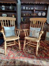 Load image into Gallery viewer, Beech Lathe Back Grandfather Fireside Chair