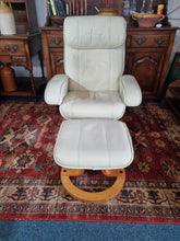 Load image into Gallery viewer, Leather Recliner Chair & Foot Stool
