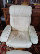 Load image into Gallery viewer, Leather Recliner Chair & Foot Stool