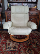 Load image into Gallery viewer, Leather Recliner Chair & Foot Stool