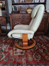 Load image into Gallery viewer, Leather Recliner Chair & Foot Stool