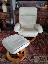 Load image into Gallery viewer, Leather Recliner Chair & Foot Stool