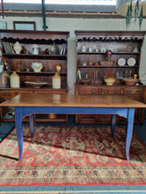 Load image into Gallery viewer, Pine & Blue Painted Kitchen Dining Table