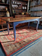 Load image into Gallery viewer, Pine & Blue Painted Kitchen Dining Table
