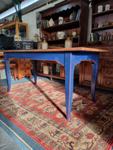Load image into Gallery viewer, Pine & Blue Painted Kitchen Dining Table