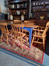 Load image into Gallery viewer, Pine & Blue Painted Kitchen Dining Table