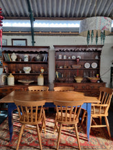 Load image into Gallery viewer, Pine & Blue Painted Kitchen Dining Table