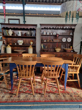 Load image into Gallery viewer, Pine & Blue Painted Kitchen Dining Table