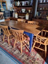 Load image into Gallery viewer, Pine & Blue Painted Kitchen Dining Table
