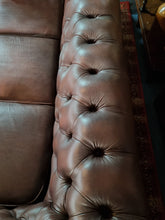 Load image into Gallery viewer, Thomas Lloyd Leather Three Seater Chesterfield Sofa Antique Brown