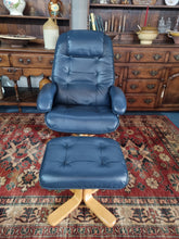 Load image into Gallery viewer, Leather Recliner Chair & Foot Stool