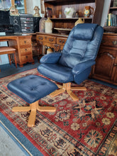 Load image into Gallery viewer, Leather Recliner Chair & Foot Stool