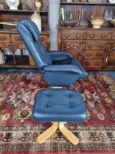 Load image into Gallery viewer, Leather Recliner Chair & Foot Stool