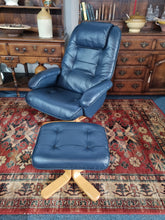 Load image into Gallery viewer, Leather Recliner Chair & Foot Stool