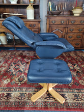 Load image into Gallery viewer, Leather Recliner Chair & Foot Stool