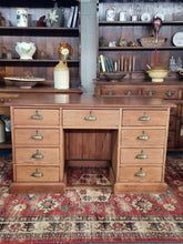 Load image into Gallery viewer, Victorian Pitch Pine Kneehole Desk