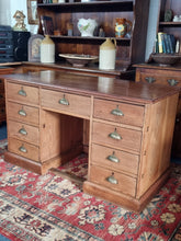 Load image into Gallery viewer, Victorian Pitch Pine Kneehole Desk